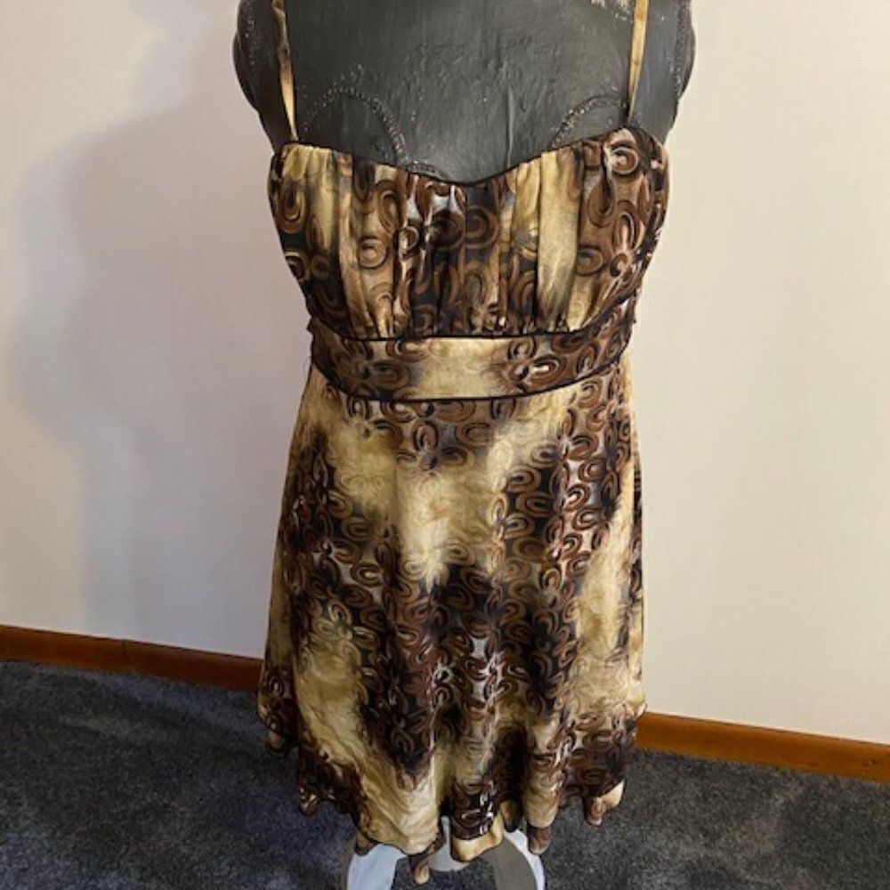 Kathy Roberts Brown, Tan sleeveless dress, size 14
